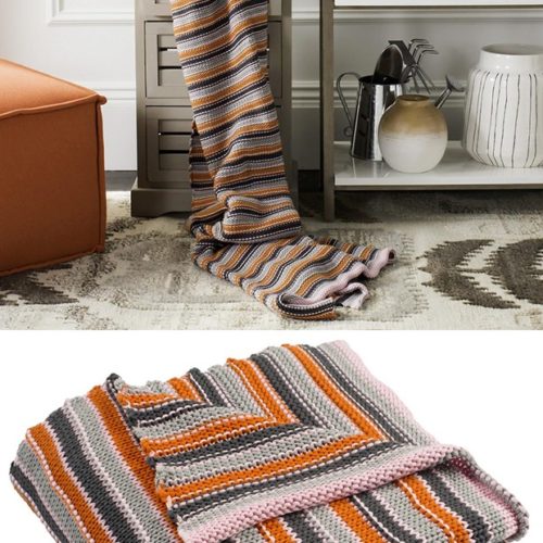 Candy Stripe Multicolor Knit Throw Blanket